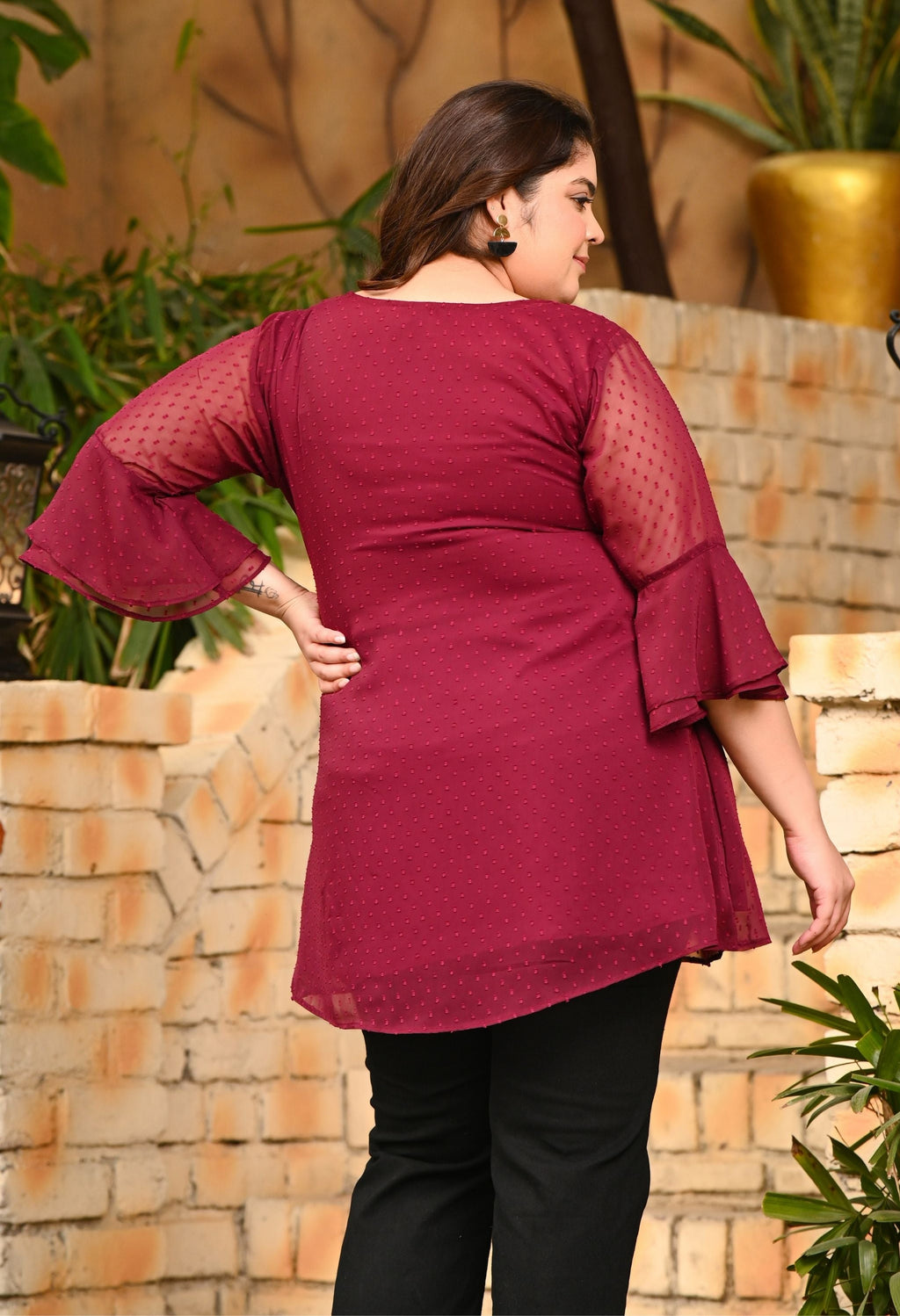 Plus Size Wine Georgette Top