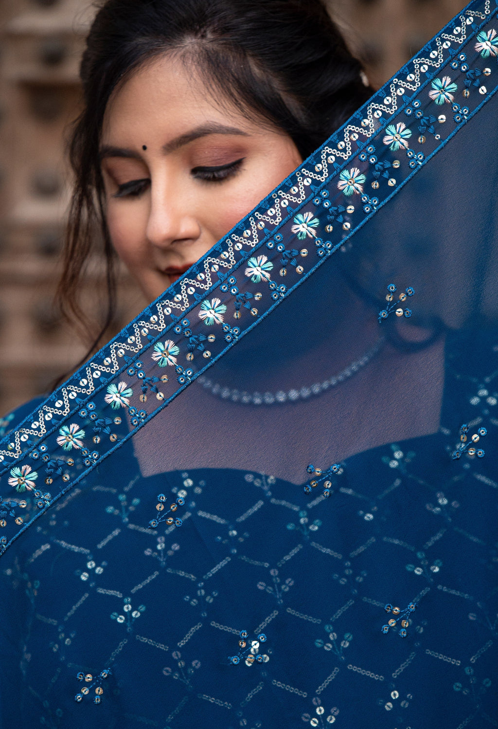 Plus Size Glorious Teal Embroidered Sharara Set with Dupatta