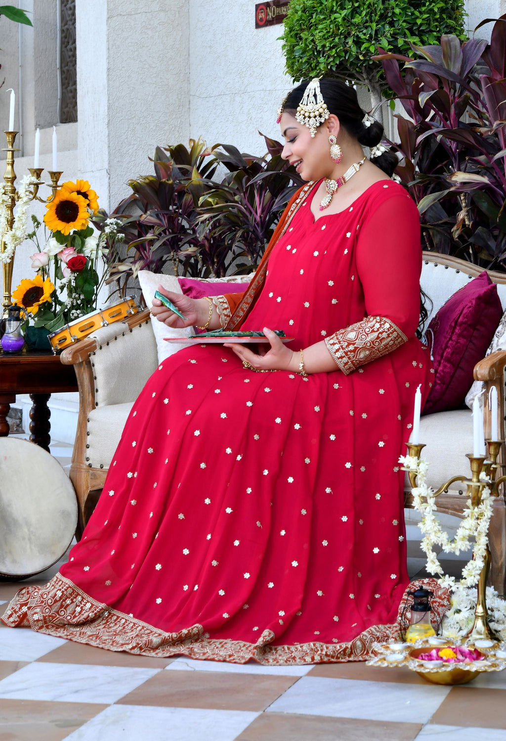 Gulnaar Heritage Rani Pink Georgette Anarkali With Dupatta