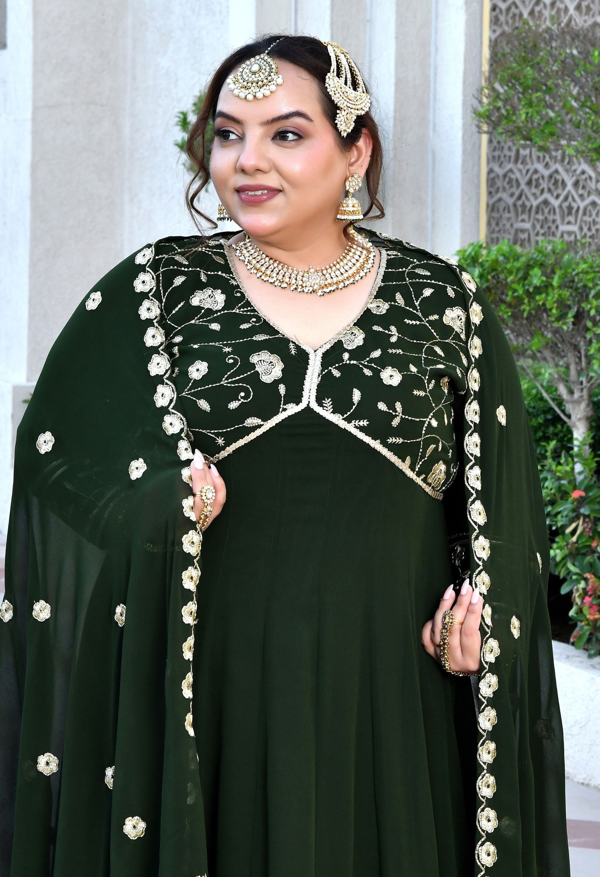 Noor Mahal Embroidered Georgette Anarkali Set With Dupatta