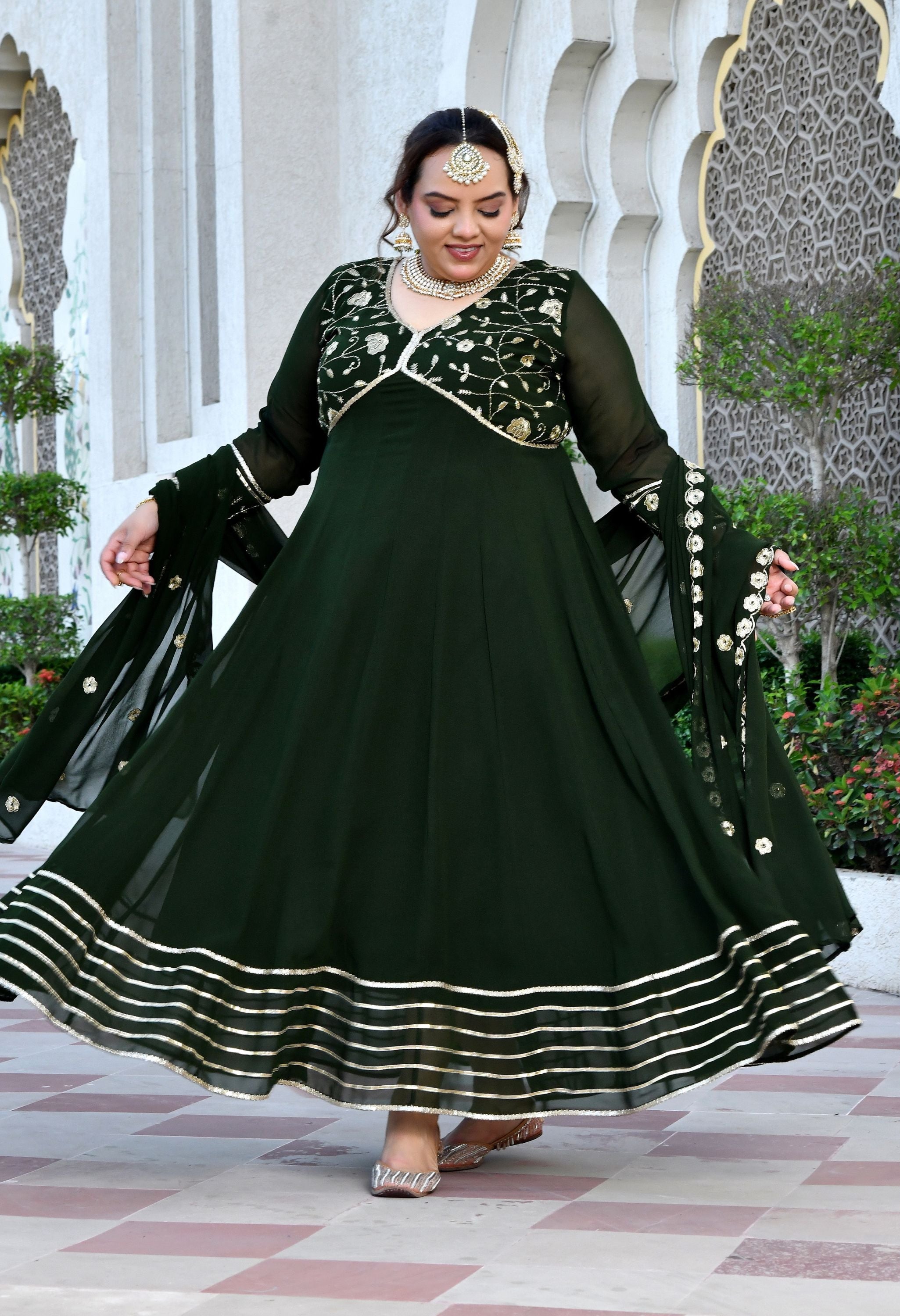 Noor Mahal Embroidered Georgette Anarkali Set With Dupatta