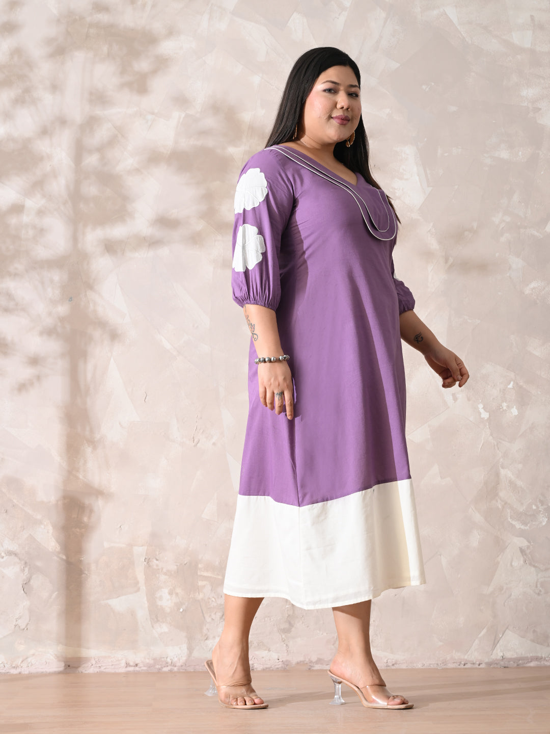 Lavender Meadow Cotton Embroidered Dress