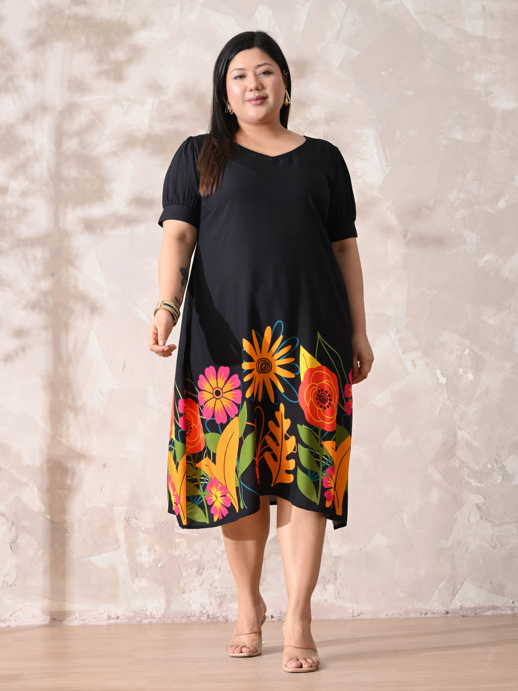 Bold Bloom Printed Rayon Dress