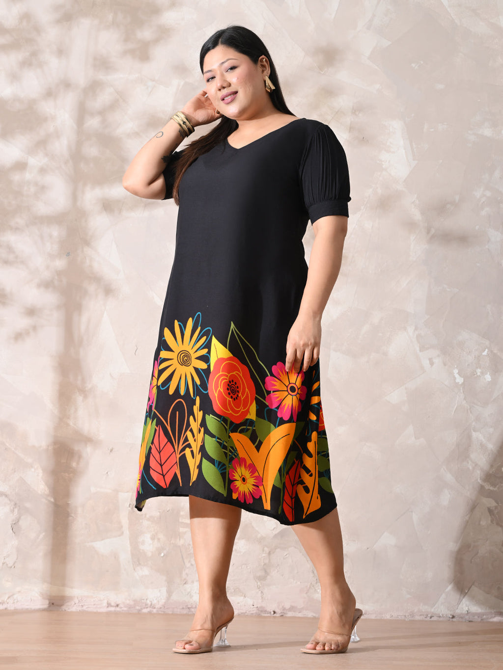 Bold Bloom Printed Rayon Dress