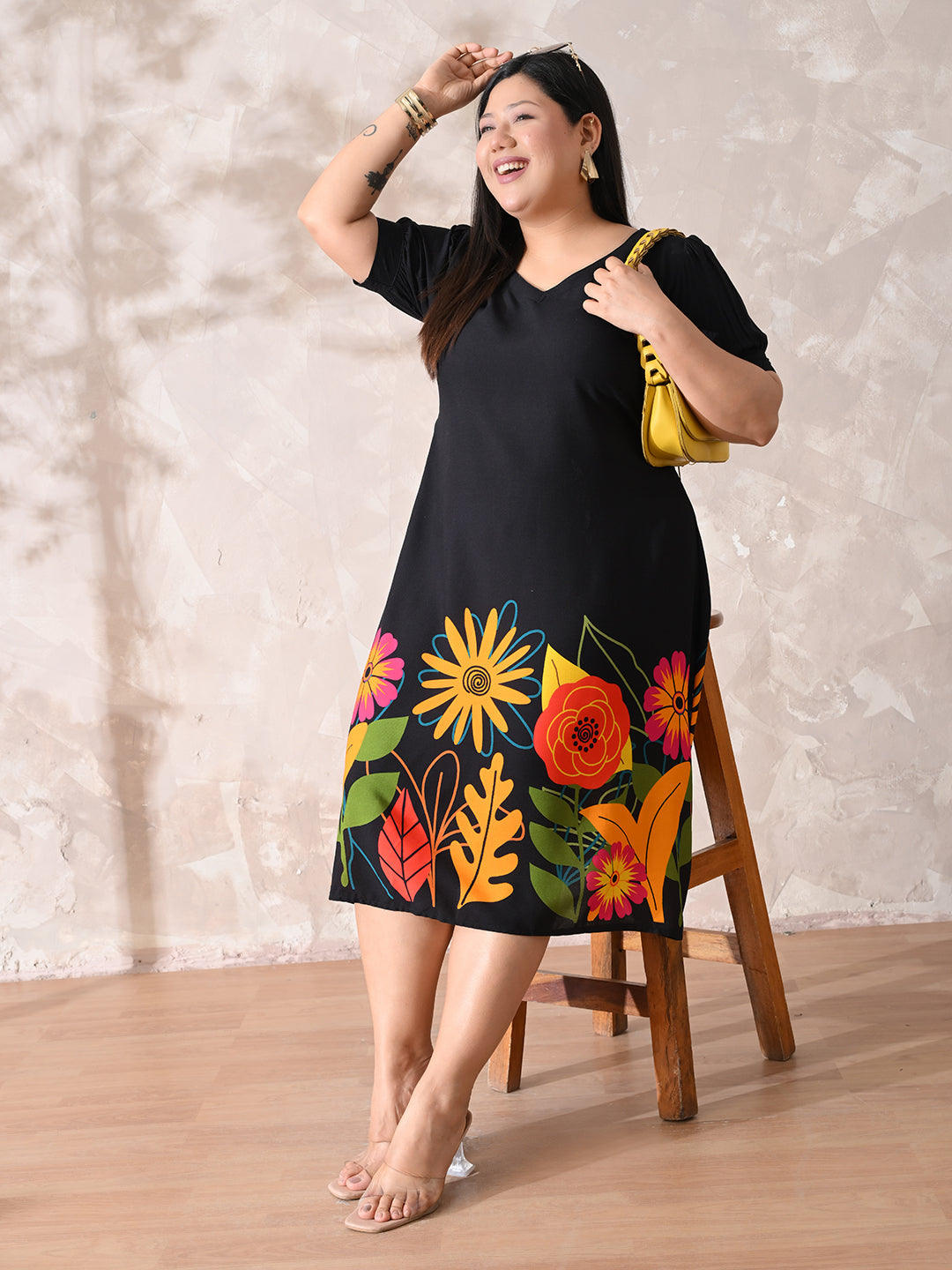 Bold Bloom Printed Rayon Dress