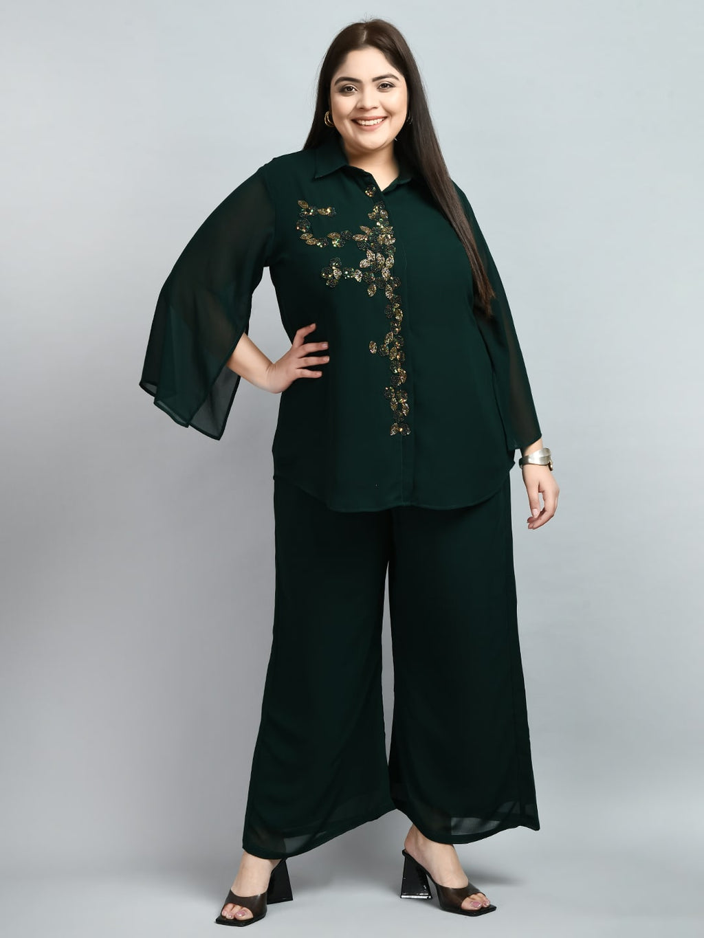 Plus Size Royal  Bottle Green Co-ord Set