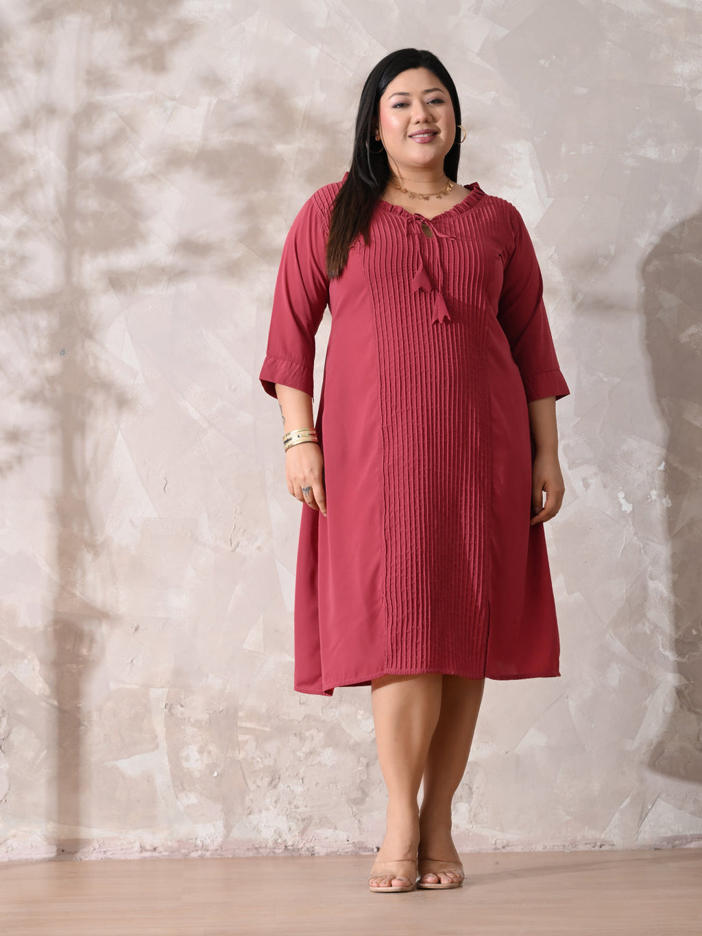 Ruby Essence Pintuck Crepe Dress